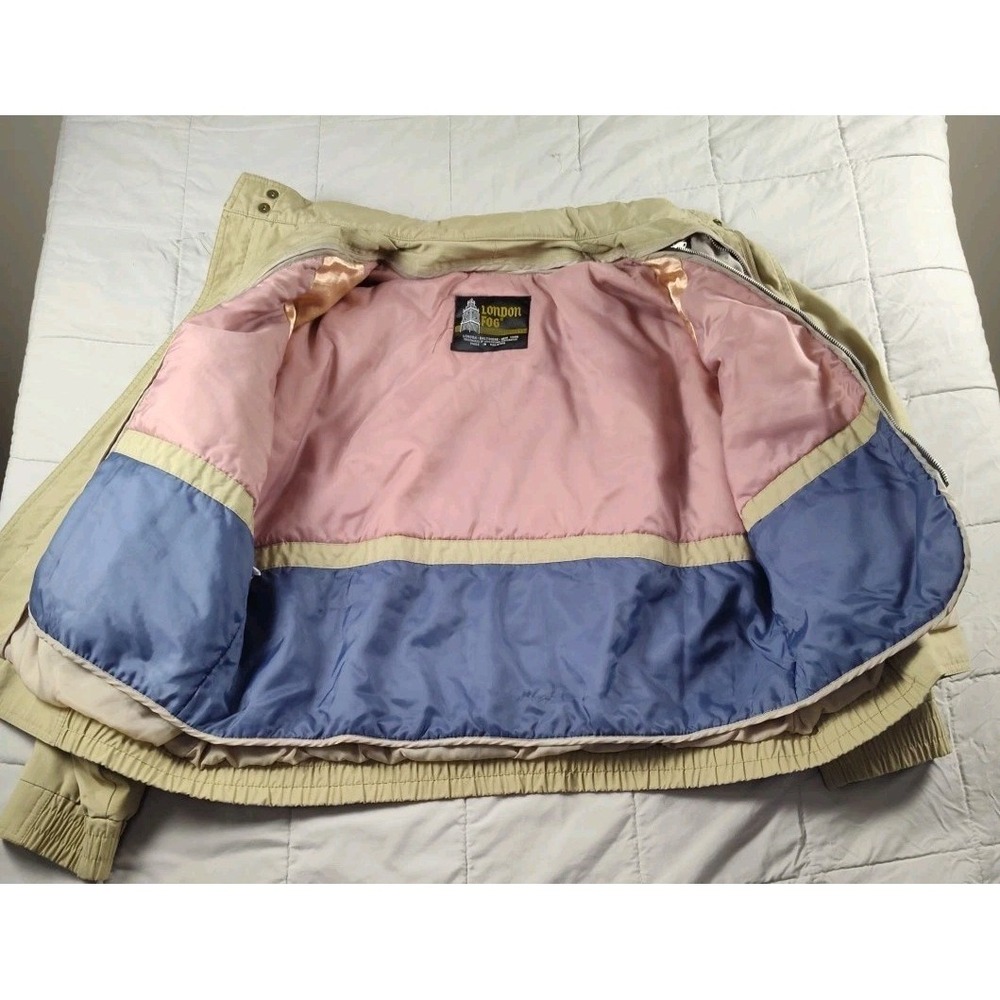 LONDON FOG JACKET MENS (42R) LARGE TAN HOODED‎ WINDBREAKER RAIN COAT VINTAGE - Picture 4 of 8